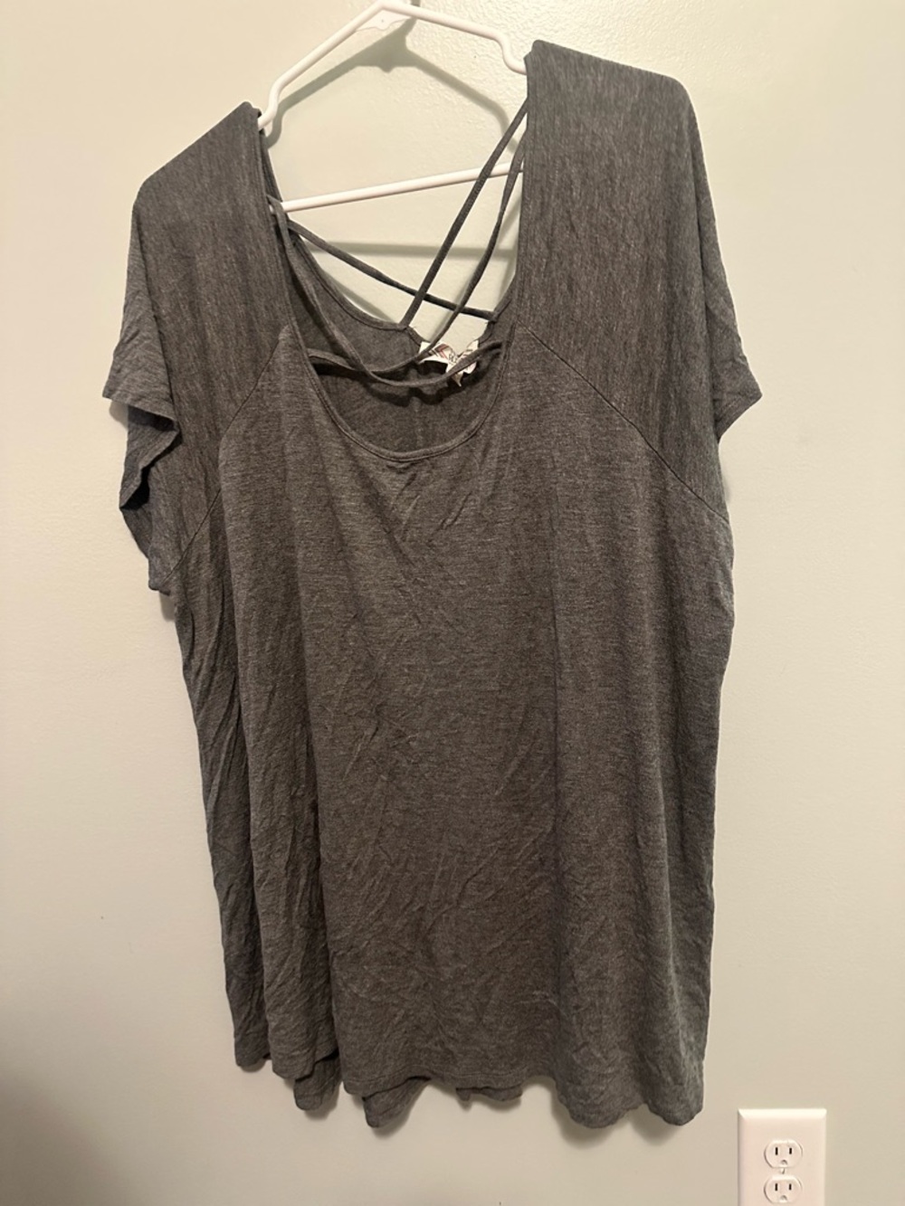 Pink Rose - Gray Crisscross Top